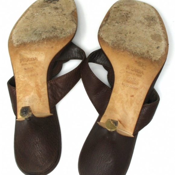 Brown Prada Kitten Heel Thong Sandals - Picture 11 of 13